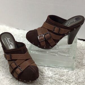 Anna Capri suede and stud mules 39